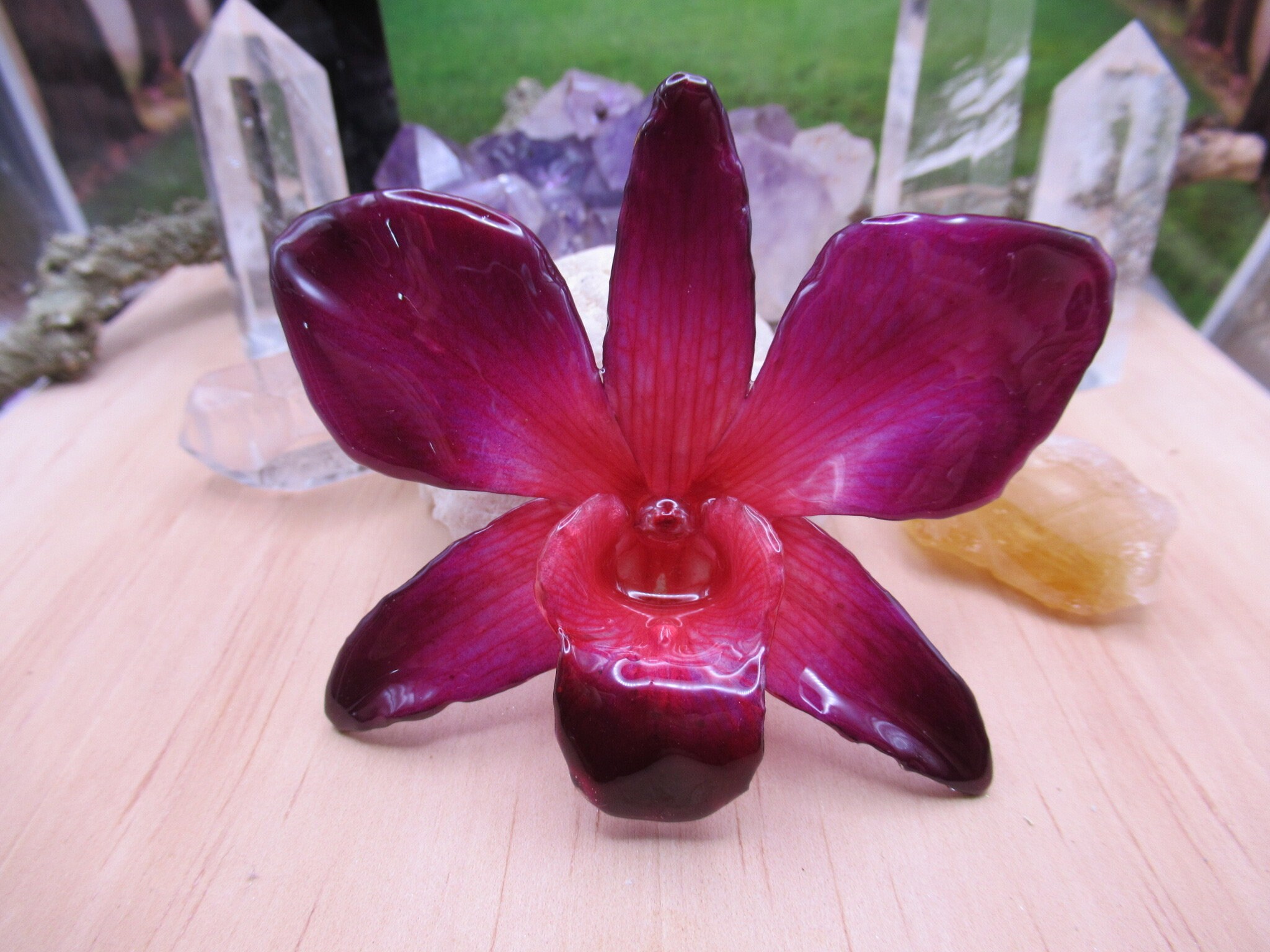 Real Orchid Flower Necklace - Purple/PinkNatural. This is a REAL Orchid flower which has been preserved in resin, making a unique necklace - Image 3