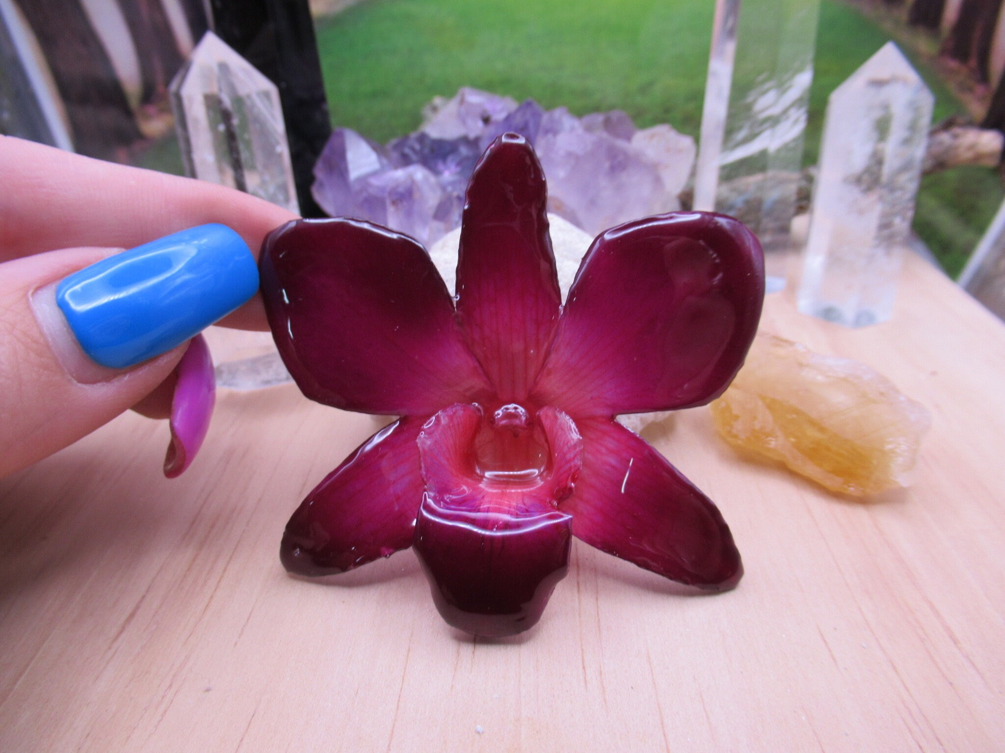 Real Orchid Flower Necklace - Purple/PinkNatural. This is a REAL Orchid flower which has been preserved in resin, making a unique necklace - Image 7