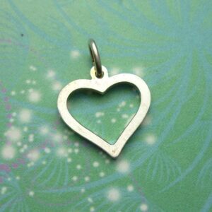 Vintage sterling silver dangle charm - heart frame outline