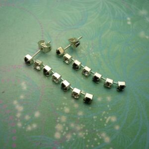 Vintage sterling silver earrings - black & clear