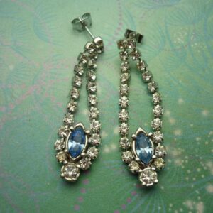Vintage silver earrings - rhinestones with steel posts
