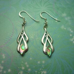 Vintage sterling silver earrings - abalone paua shell - 925 hallmarked - style 3