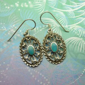 Vintage sterling silver earrings with turquoise, unworn hallmarked jewelry, lightweight silver earrings, gift for her boho style accessories
