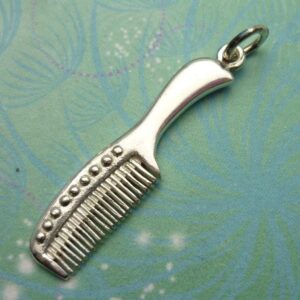 Vintage sterling silver dangle charm - hair comb