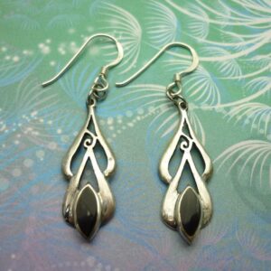 Vintage sterling silver earrings - black onyx - style 9