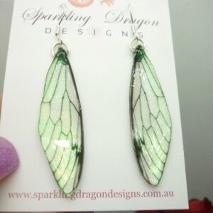 Butterfly yellow shimmer earrings - fairy jewellery fun gift fairy wing earrings - sparkly - resin with glitter finish dragonfly