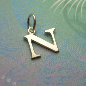 Vintage sterling silver dangle alphabet charm - large n