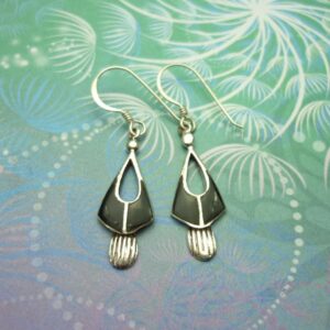 Vintage sterling silver earrings - black onyx - elegant art deco style