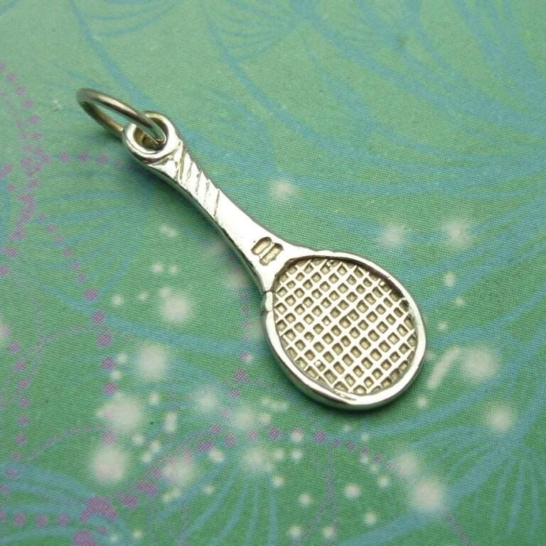 Vintage sterling silver charm - tennis raquet